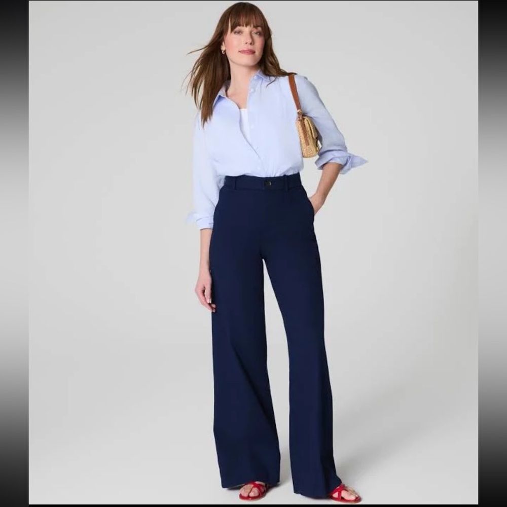 Navy High-Waisted Wide Leg Pants